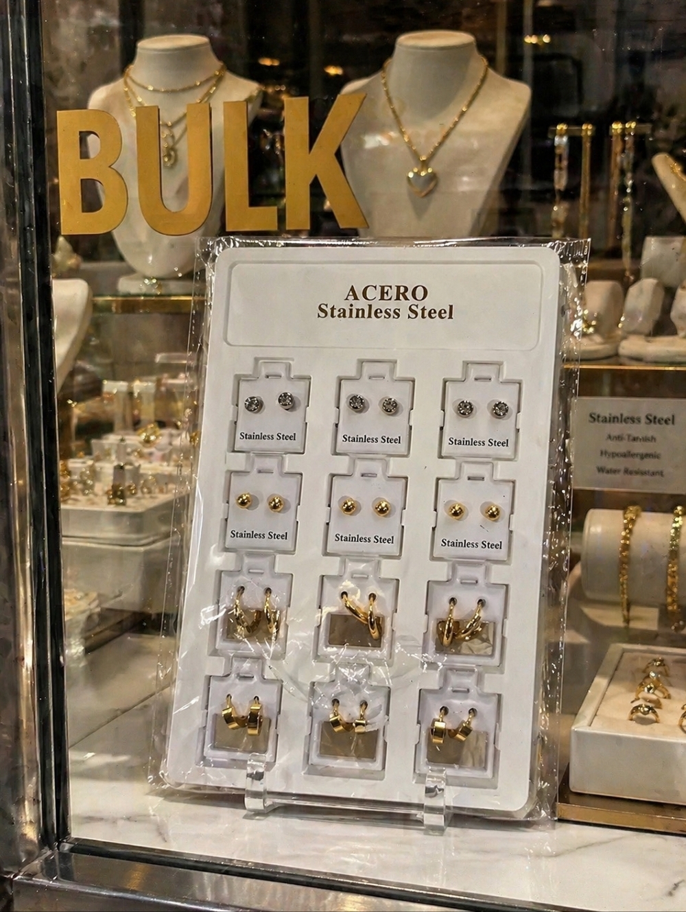 BULK Gold Stainless Steel Stud Earring Set